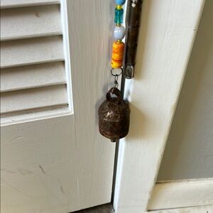 Rustic Metal Bell with Beaded Hanger